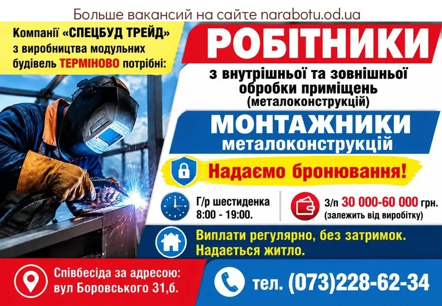 Вакансії в Одесі Робітники