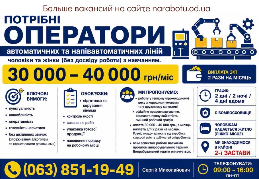 Вакансії в Одесі Оператори