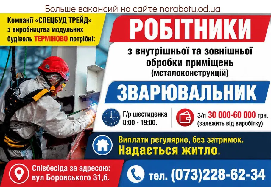 Вакансії в Одесі Робітники